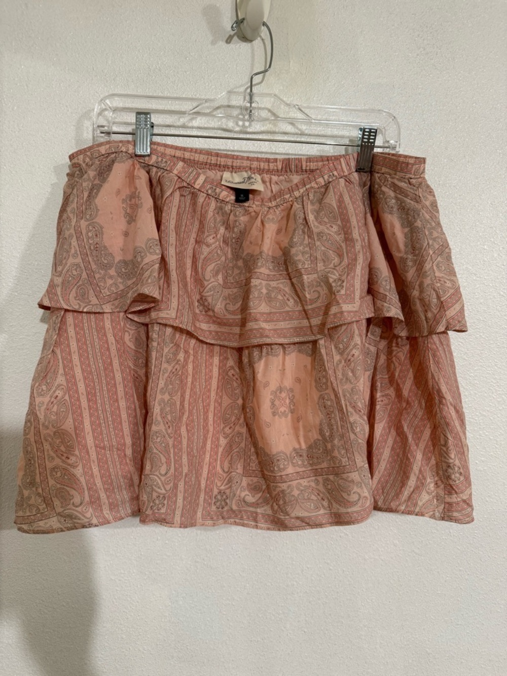 Universal thread 2 Tiered Paisley Mini Skirt - Peach